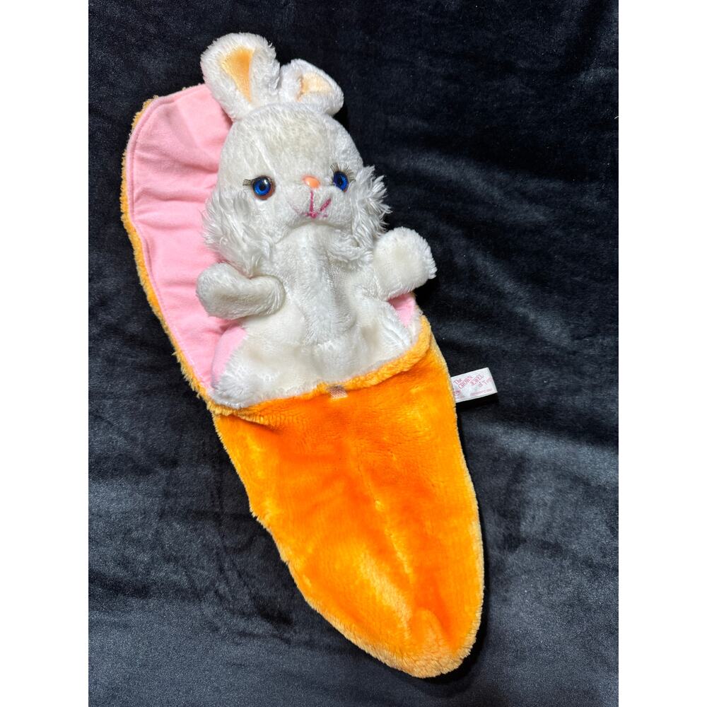 Vintage 1985 Bunny Rabbit in Carrot Hand Puppet Plush Toy Doll REGINA